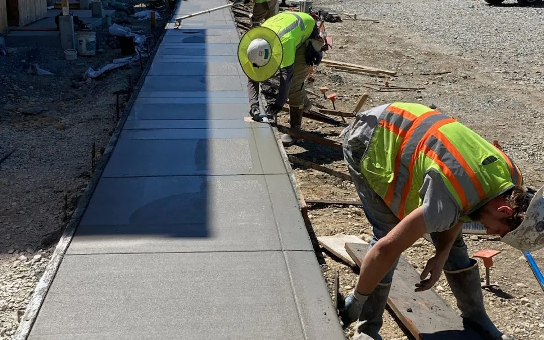 Freshly poured concrete walkway